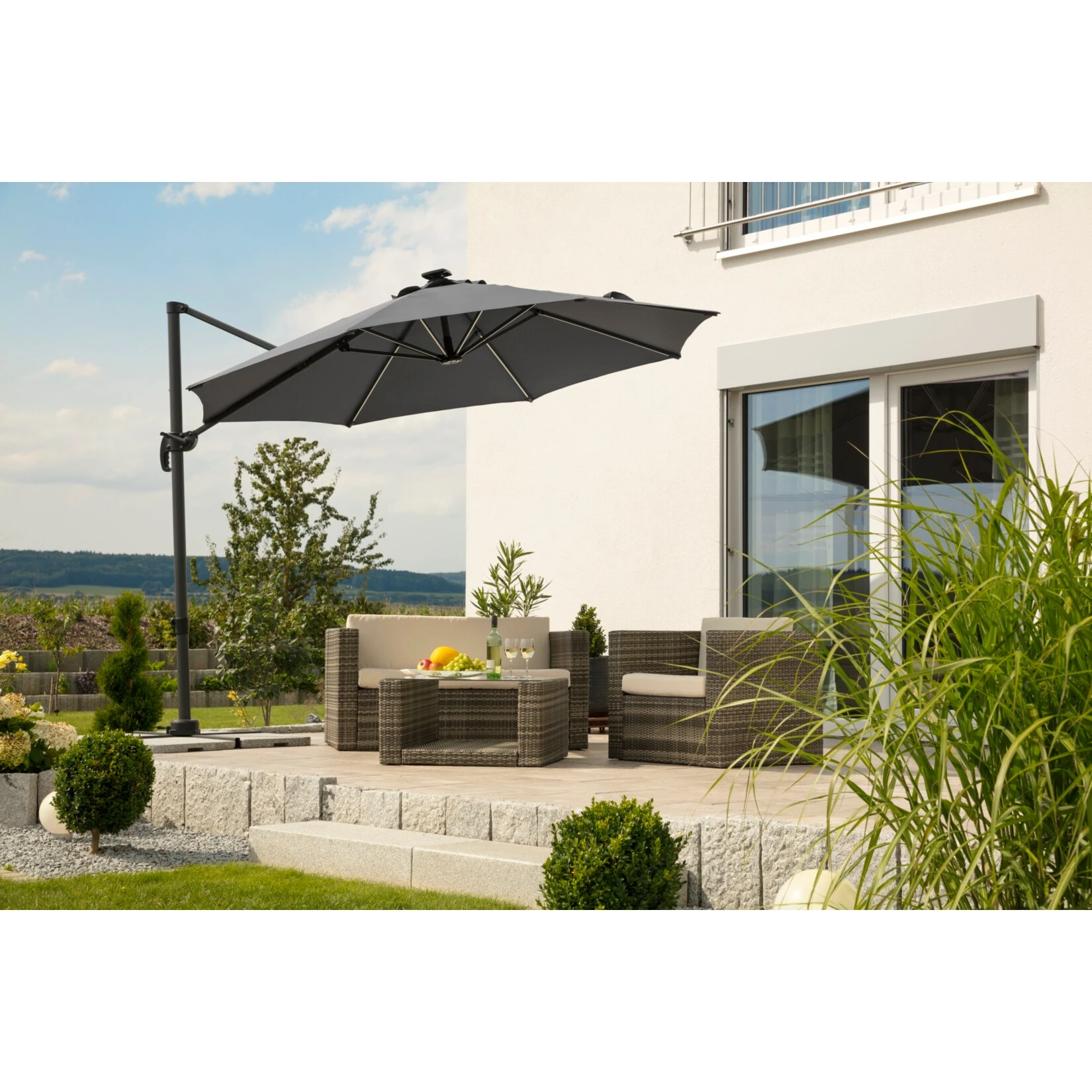 Schneider Ampelschirm Rhodos Blacklight 300/8 Anthrazit 1 Schneider Ampelschirm Rhodos Blacklight 300/8 Anthrazit