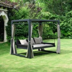 Home Deluxe Pavillon Provence Mit Bett In Rattan-Optik