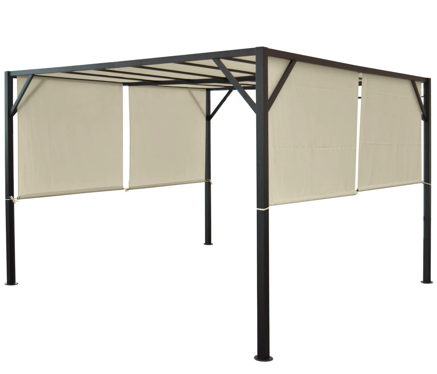 Pergola Beja, Garten Pavillon Terrassenüberdachung, Stabiles 6cm-Stahl-Gestell + Schiebedach ~ 3x3m 5 Pergola Beja, Garten Pavillon Terrassenüberdachung, Stabiles 6cm-Stahl-Gestell + Schiebedach ~ 3x3m – Bild 5