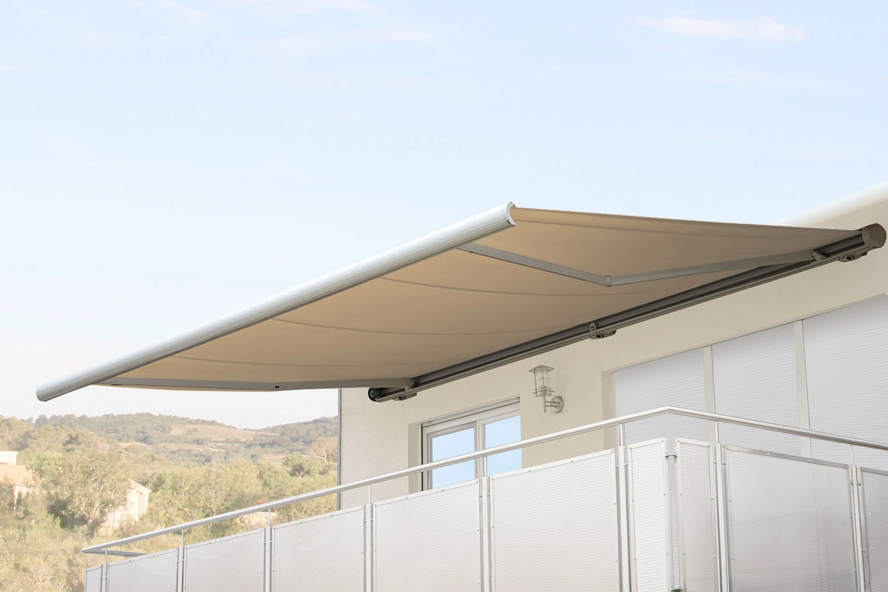 Elektrische Kassettenmarkise H122, Markise Vollkassette 4x3m ~ Polyester Creme