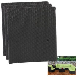 3er-Set Seitenteil Für Poly-Rattan Sofa Sevilla, Modulare Gastronomie-Qualität ~ Anthrazit