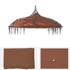 Ersatzbezug Für Dach Pergola Pavillon Cabrera Ø 3m ~ Terracotta-braun