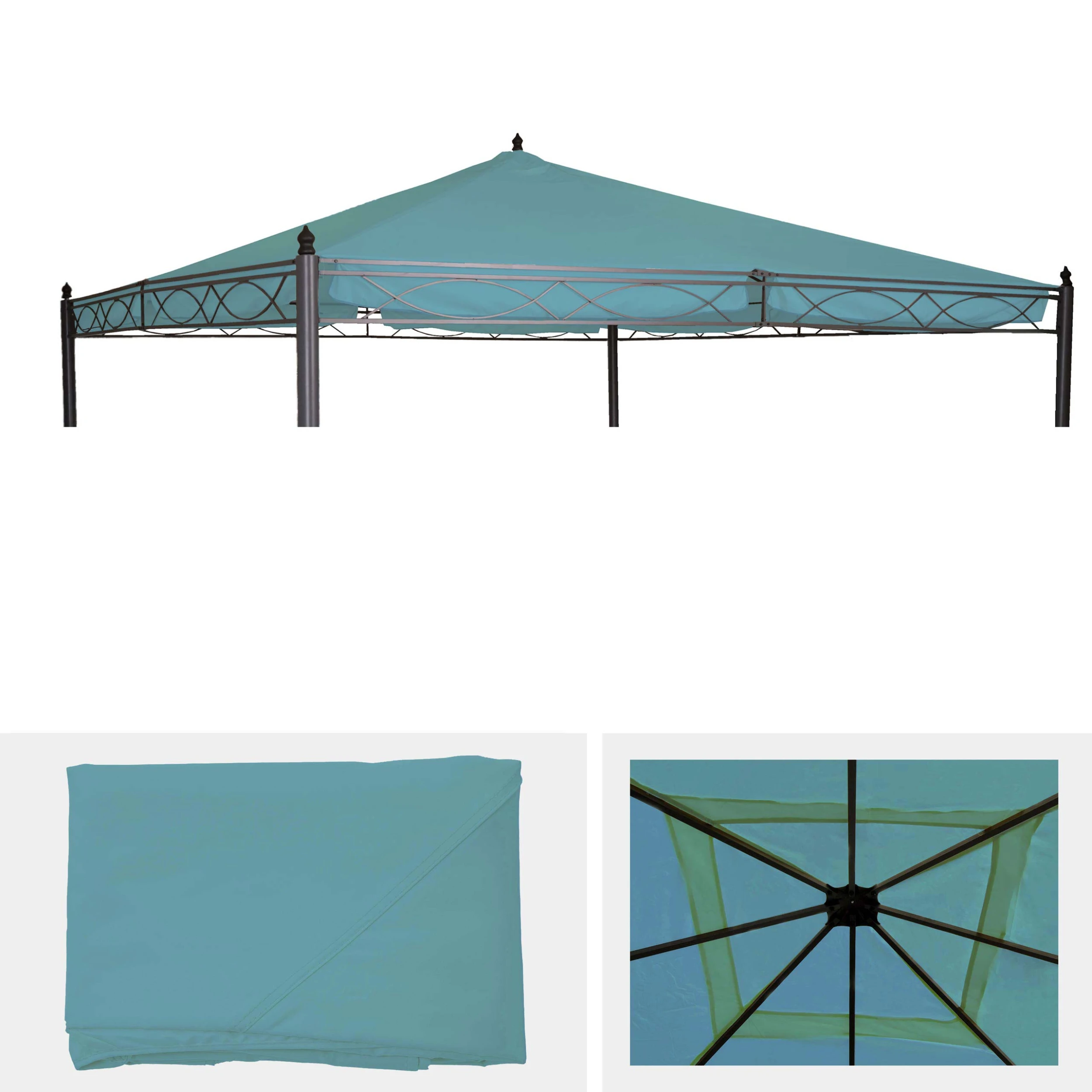 Ersatzbezug Für Dach Pergola Pavillon Calpe 4x4m ~ Türkis 1 Ersatzbezug Für Dach Pergola Pavillon Calpe 4x4m ~ Türkis