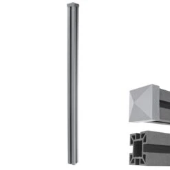 WPC-Pfosten Savoie-WPC-Zaun, Pfeiler Pfahl, Stecksystem 1,88m ~ Grau