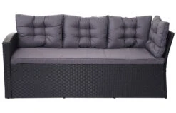 Alternative view of Poly-Rattan-Garnitur MCW-A29, Gartengarnitur Sitzgruppe Lounge-Esstisch-Set, Schwarz ~ Kissen Dunkelgrau, Mit Bank