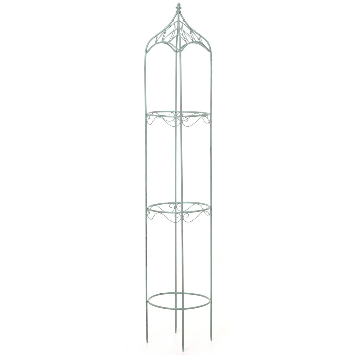 3er Set Rankhilfe MCW-H90, Rankgitter Rosensäule Staudenstütze, Metall Höhe 162/140/114cm Rund Antik-grün 4 3er Set Rankhilfe MCW-H90, Rankgitter Rosensäule Staudenstütze, Metall Höhe 162/140/114cm Rund Antik-grün – Bild 4