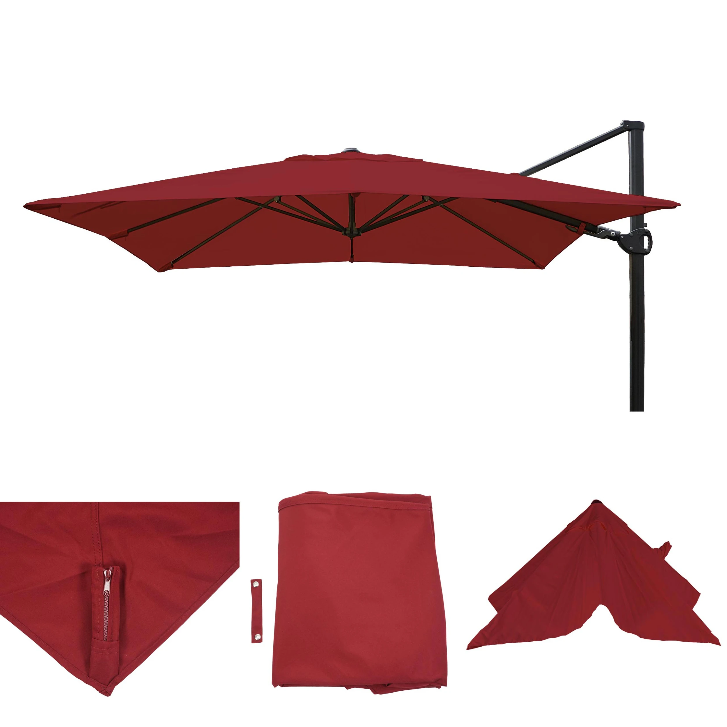 Ersatz-Bezug Für Ampelschirm MCW-A39, Sonnenschirmbezug Ersatzbezug, 3x3m (Ø4,24m) Polyester 2,8kg ~ Bordeaux 1 Ersatz-Bezug Für Ampelschirm MCW-A39, Sonnenschirmbezug Ersatzbezug, 3x3m (Ø4,24m) Polyester 2,8kg ~ Bordeaux