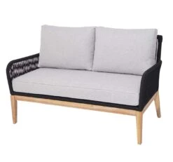 Gartengarnitur MCW-H58, Lounge-Set Sofa Sitzgruppe, Seilgeflecht Massivholz Akazie Spun Poly FSC~ Kissen Hellgrau -Al-ko-Shop 2186758000 prod 003
