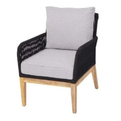 Gartengarnitur MCW-H58, Lounge-Set Sofa Sitzgruppe, Seilgeflecht Massivholz Akazie Spun Poly FSC~ Kissen Hellgrau -Al-ko-Shop 2186758000 prod 004