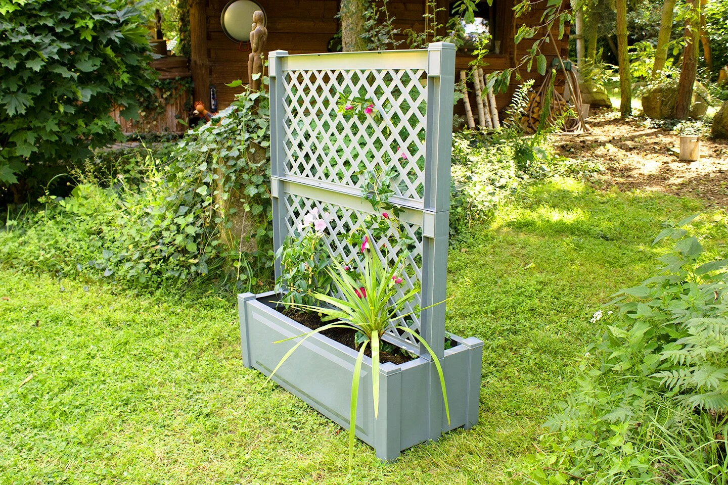 Pflanzkasten Groß 100 Cm Mit Zentralspalier, Grau 1 Pflanzkasten Groß 100 Cm Mit Zentralspalier, Grau