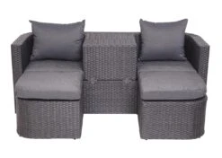 3in1-Garnitur MCW-J37, Garten-/Lounge-Set Sonneninsel, Spun Poly Halbrundes Poly-Rattan ~ Anthrazit, Kissen Dunkelgrau -Al-ko-Shop 2204634000 prod 003