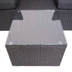 3in1-Garnitur MCW-J37, Garten-/Lounge-Set Sonneninsel, Spun Poly Halbrundes Poly-Rattan ~ Anthrazit, Kissen Dunkelgrau -Al-ko-Shop 2204634000 prod 006