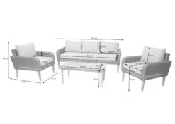 Alternative view of Garnitur MCW-H57, Garten-/Lounge-Set Sofa Sitzgruppe, Rundes Poly-Rattan Alu + Akazie Spun Poly FSC ~ Kissen Hellgrau