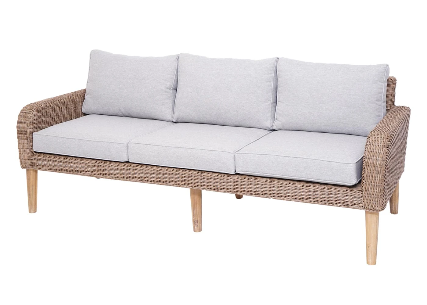 Garnitur MCW-H57, Garten-/Lounge-Set Sofa Sitzgruppe, Rundes Poly-Rattan Alu + Akazie Spun Poly FSC ~ Kissen Hellgrau 3 Garnitur MCW-H57, Garten-/Lounge-Set Sofa Sitzgruppe, Rundes Poly-Rattan Alu + Akazie Spun Poly FSC ~ Kissen Hellgrau – Bild 3