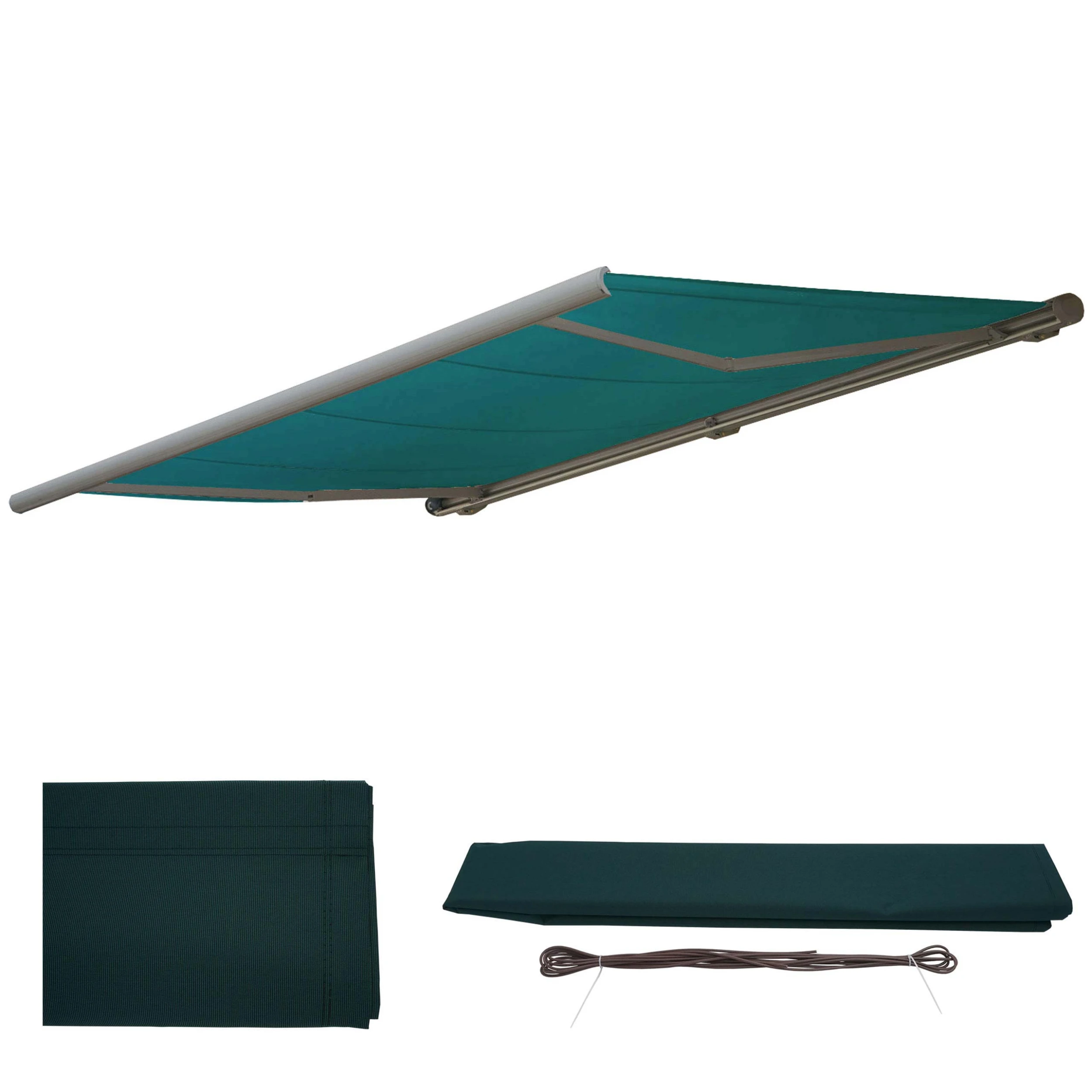 Ersatz-Bezug Für Markise H123, Vollkassette Ersatzbezug Sonnenschutz 4,5x3m ~ Polyester Blau-grün 1 Ersatz-Bezug Für Markise H123, Vollkassette Ersatzbezug Sonnenschutz 4,5x3m ~ Polyester Blau-grün