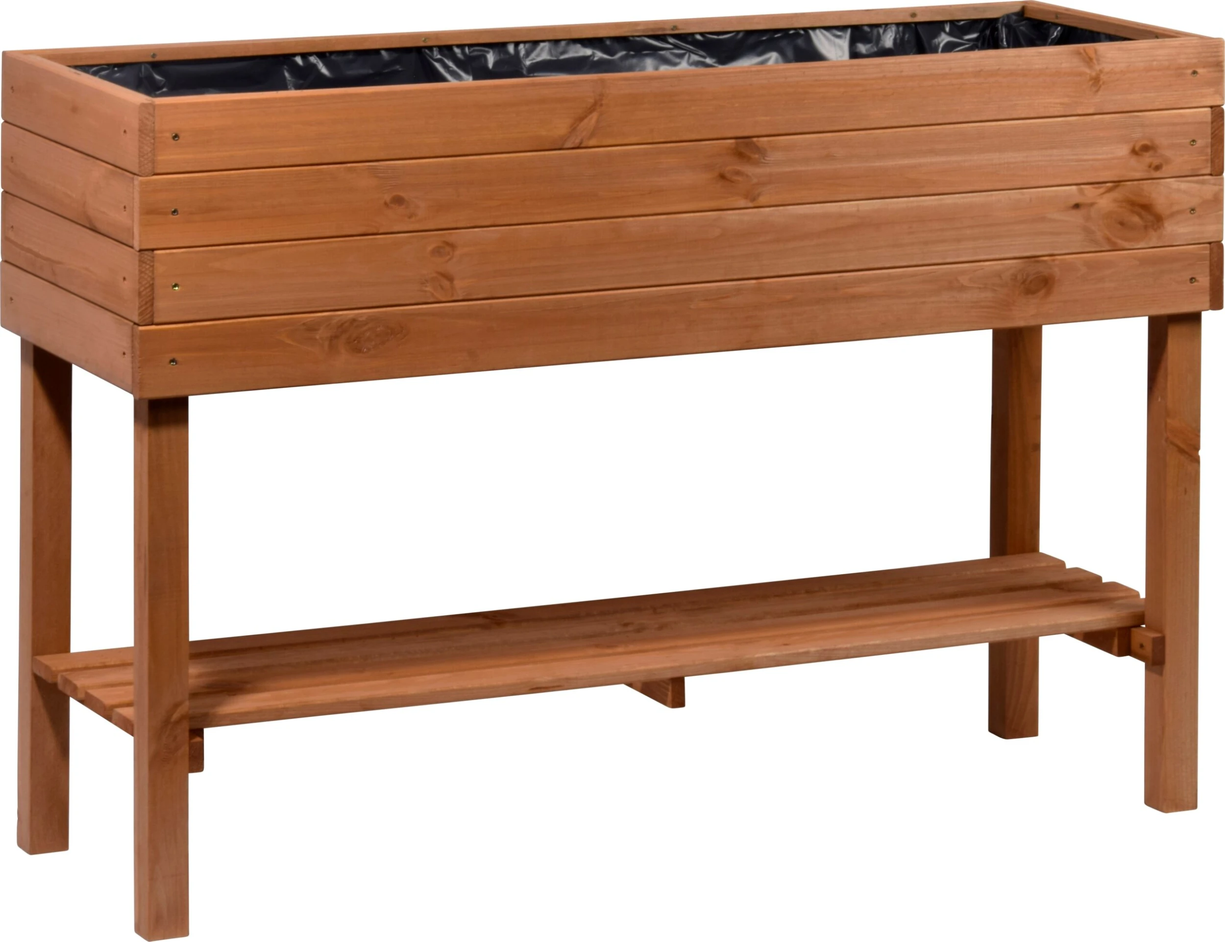 Großes Hochbeet Mit Ablagefläche, Pflanzkasten Inkl. Pflanzfolie, 117 X 40 X 80 Cm, Kiefer, Braun 2 Großes Hochbeet Mit Ablagefläche, Pflanzkasten Inkl. Pflanzfolie, 117 X 40 X 80 Cm, Kiefer, Braun – Bild 2