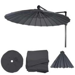 Ersatz-Bezug Für Ampelschirm MCW-A34, Sonnenschirmbezug Ersatzbezug, Rund Ø2,8m Polyester ~ Anthrazit
