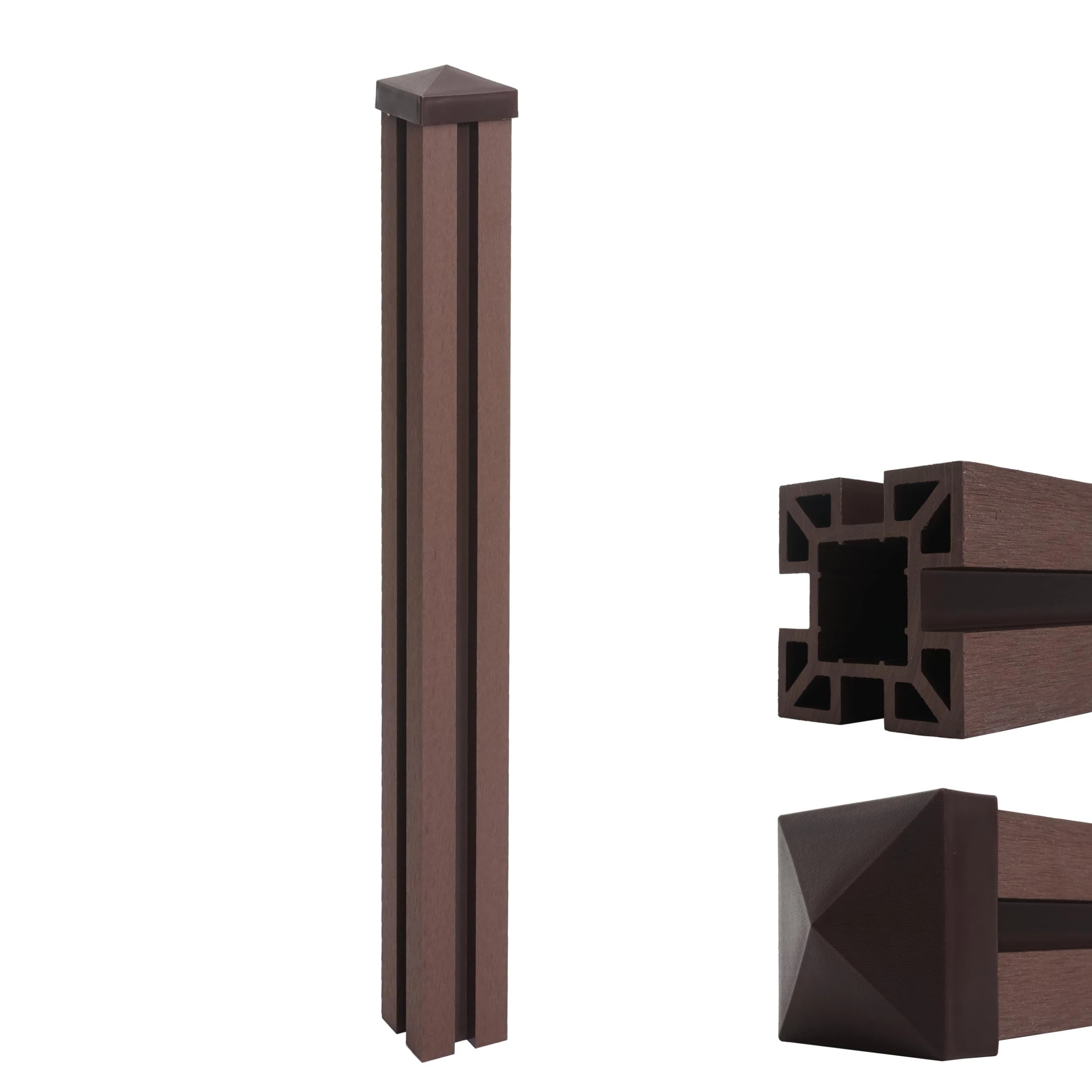 WPC-Pfosten Savoie-WPC-Zaun, Pfeiler Pfahl, Stecksystem ~ 98cm, Braun 1 WPC-Pfosten Savoie-WPC-Zaun, Pfeiler Pfahl, Stecksystem ~ 98cm, Braun