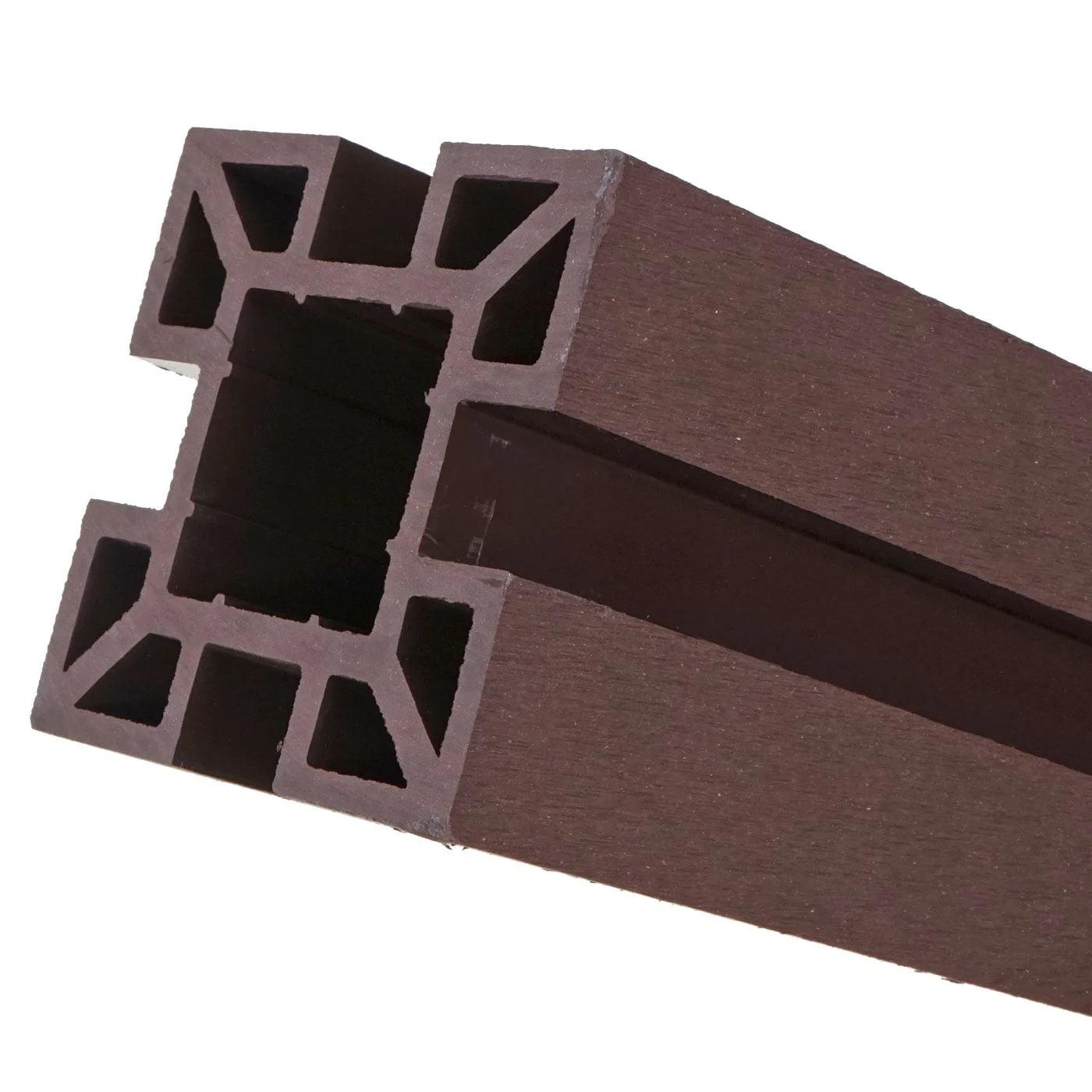 WPC-Sichtschutz Savoie, Windschutz Zaun, WPC-Pfosten Zum Einbetonieren ~ Erweiterungselement Schmal, 98cm Braun – Bild 6