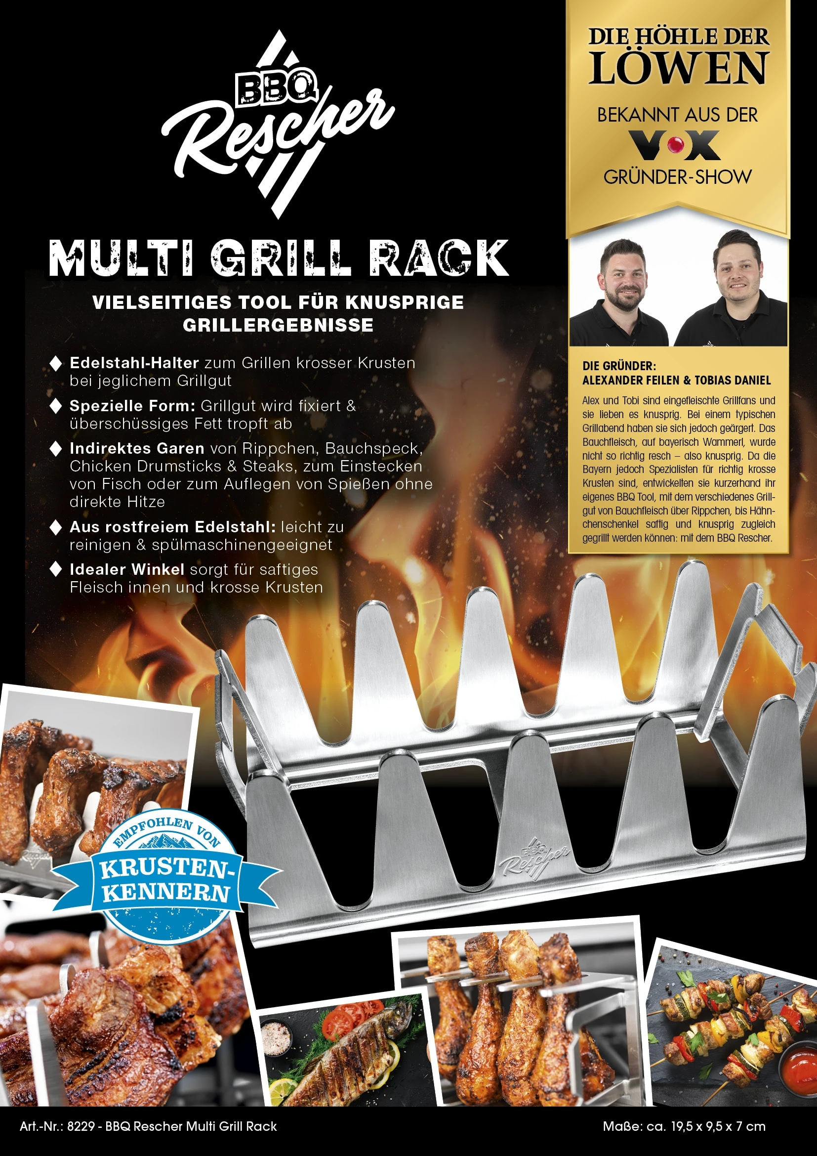 BBQ Rescher Multi-GrillstĂ€nder 19,5x9,5x7cm Edelstahl â Bild 6