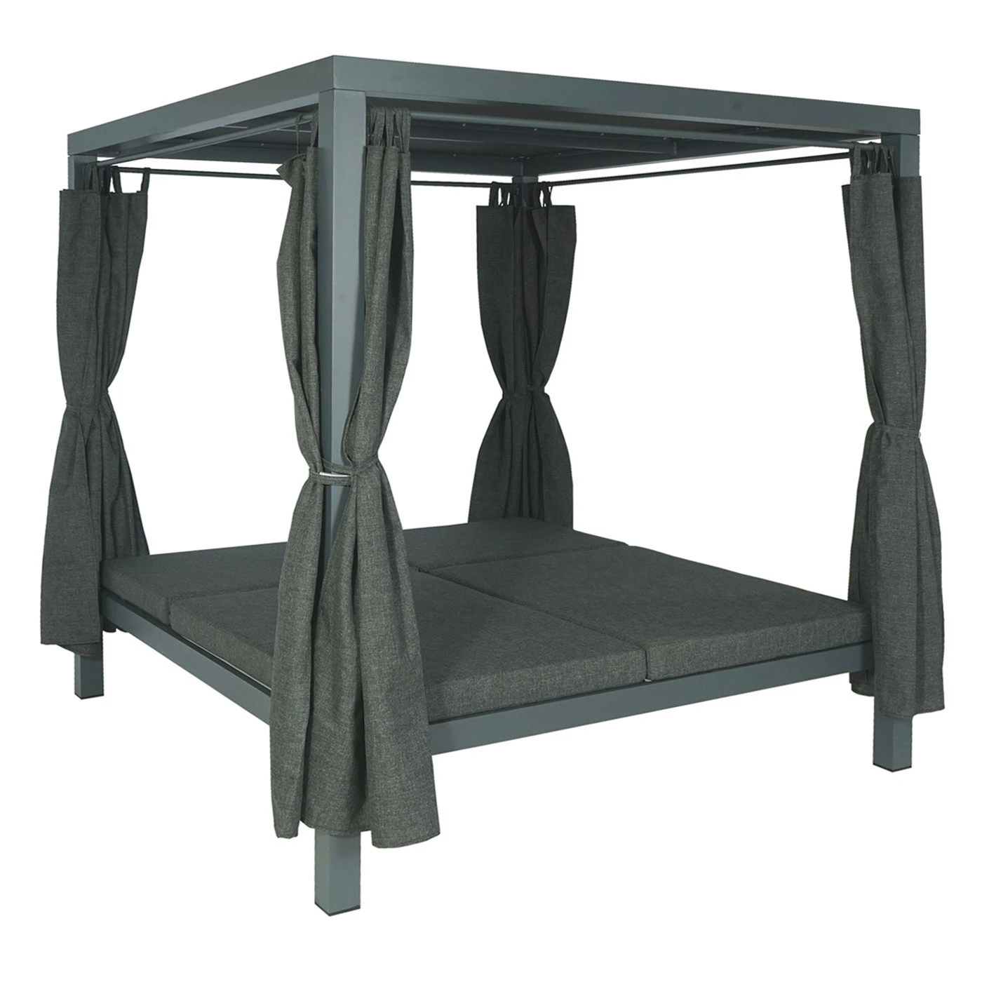 Lounge-Gartenliege MCW-J66, Sonnenliege Inkl. Abdeckhaube Bali-Liege Doppelliege, 10cm-Polster Olefin Alu ~ Anthrazit 2 Lounge-Gartenliege MCW-J66, Sonnenliege Inkl. Abdeckhaube Bali-Liege Doppelliege, 10cm-Polster Olefin Alu ~ Anthrazit – Bild 2