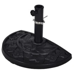VCM Sonnenschirmständer 9kg Polyresin Halbrund schwarz Gussoptik 49x 31cm Balkon