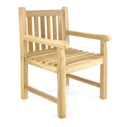 VCM Gartenstuhl Gartensessel Landhaus Teak Holz Unbehandelt Stilvoll