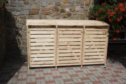 Promadino Mülltonnenbox "Vario III" Für 3 Tonnen, Natur