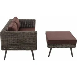 CLP Polyrattan 2er Sofa MOLDE Mit Fußhocker I Grau-meliert I Loungeset Rundrattan I Gartensofa Mit Hocker I 5mm Rattandicke 8 CLP Polyrattan 2er Sofa MOLDE Mit Fußhocker I Grau-meliert I Loungeset Rundrattan I Gartensofa Mit Hocker I 5mm Rattandicke -Al-ko-Shop 8600246500 303369 prod 003