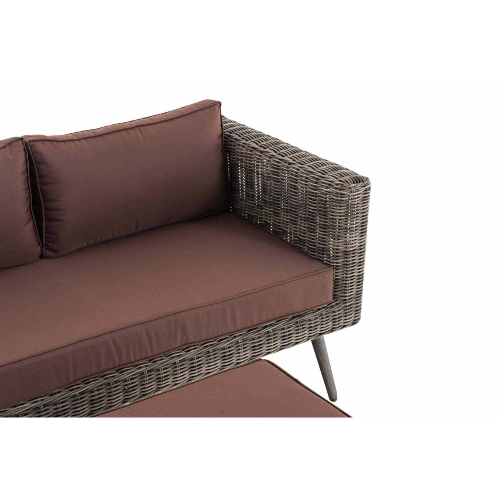 CLP Polyrattan 2er Sofa MOLDE Mit Fußhocker I Grau-meliert I Loungeset Rundrattan I Gartensofa Mit Hocker I 5mm Rattandicke 4 CLP Polyrattan 2er Sofa MOLDE Mit Fußhocker I Grau-meliert I Loungeset Rundrattan I Gartensofa Mit Hocker I 5mm Rattandicke – Bild 4