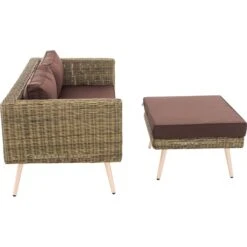 CLP Polyrattan 2er Sofa MOLDE Mit Fußhocker I Natura I Loungeset Rundrattan I Gartensofa Mit Hocker I 5mm Rattandicke -Al-ko-Shop 8600246500 303391 prod 003