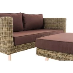 CLP Polyrattan 2er Sofa MOLDE Mit Fußhocker I Natura I Loungeset Rundrattan I Gartensofa Mit Hocker I 5mm Rattandicke -Al-ko-Shop 8600246500 303391 prod 006