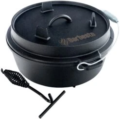 CLP Dutch Oven I Gusseisen-Topf Mit Ständer & Deckelheber Für Kochen, Grillen, Camping