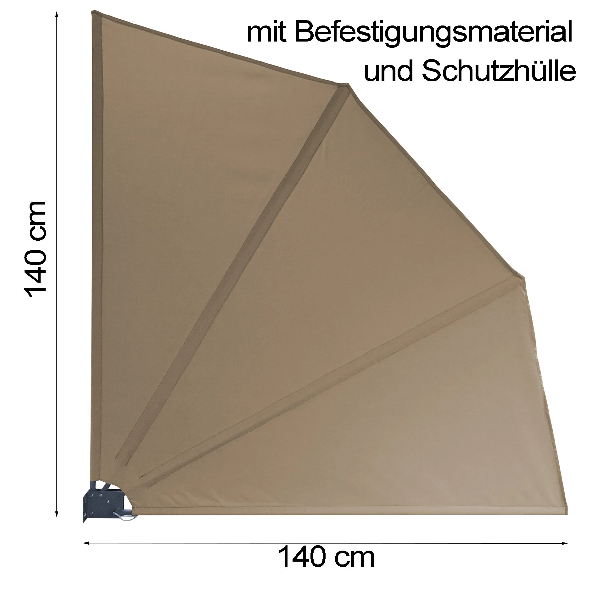 Grasekamp Balkonfächer Premium 140x140cm Taupe Mit Wandhalterung Trennwand Sichtschutz 2 Grasekamp Balkonfächer Premium 140x140cm Taupe Mit Wandhalterung Trennwand Sichtschutz – Bild 2