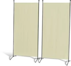 Grasekamp 2 Stück Stellwand 85x180cm Beige Paravent Raumteiler Trennwand Sichtschutz