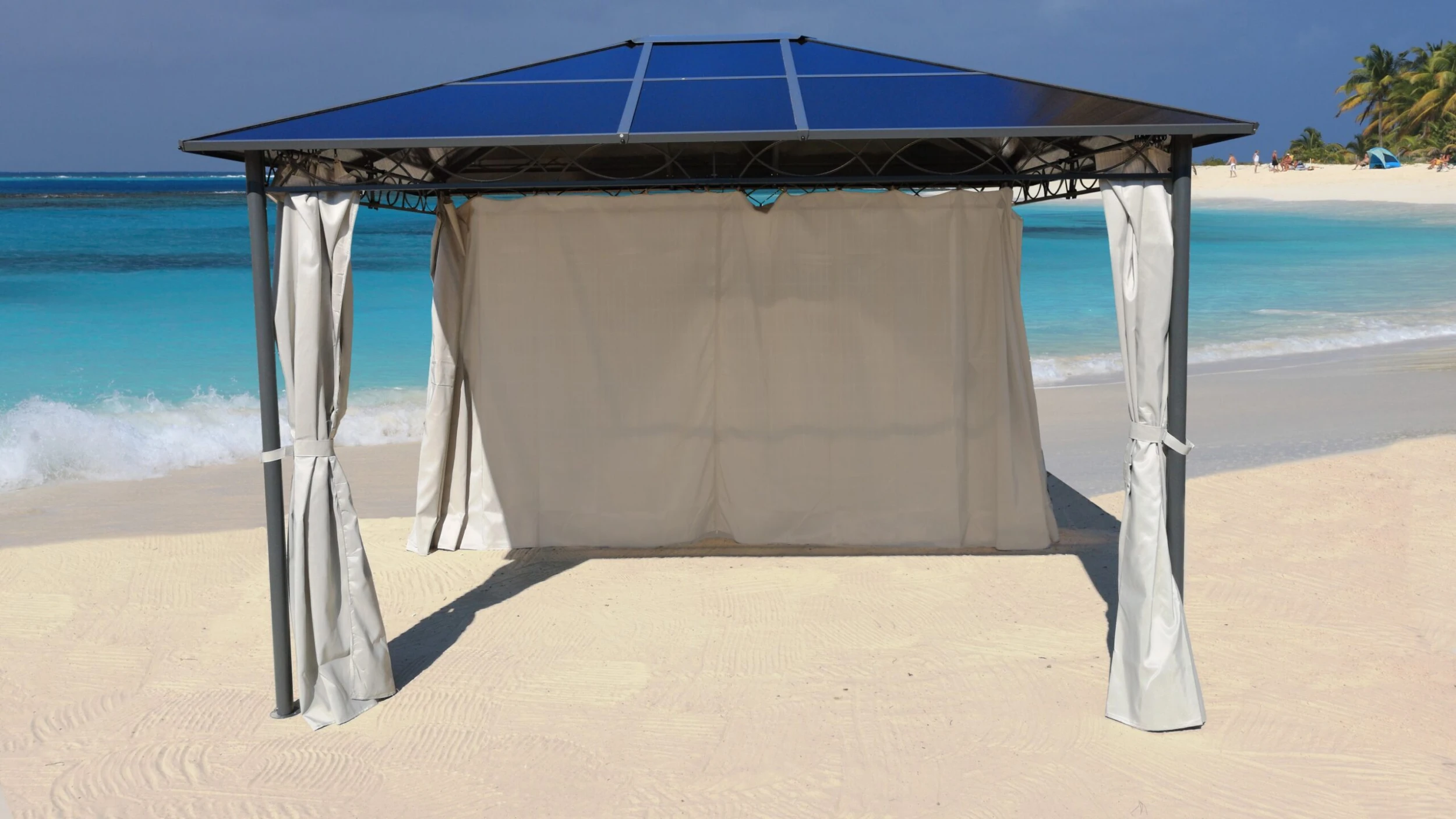 Grasekamp Ersatzdach Hardtop Pavillon Meran 3x3,6m Doppelstegplatten Polycarbonat Braun – Bild 2