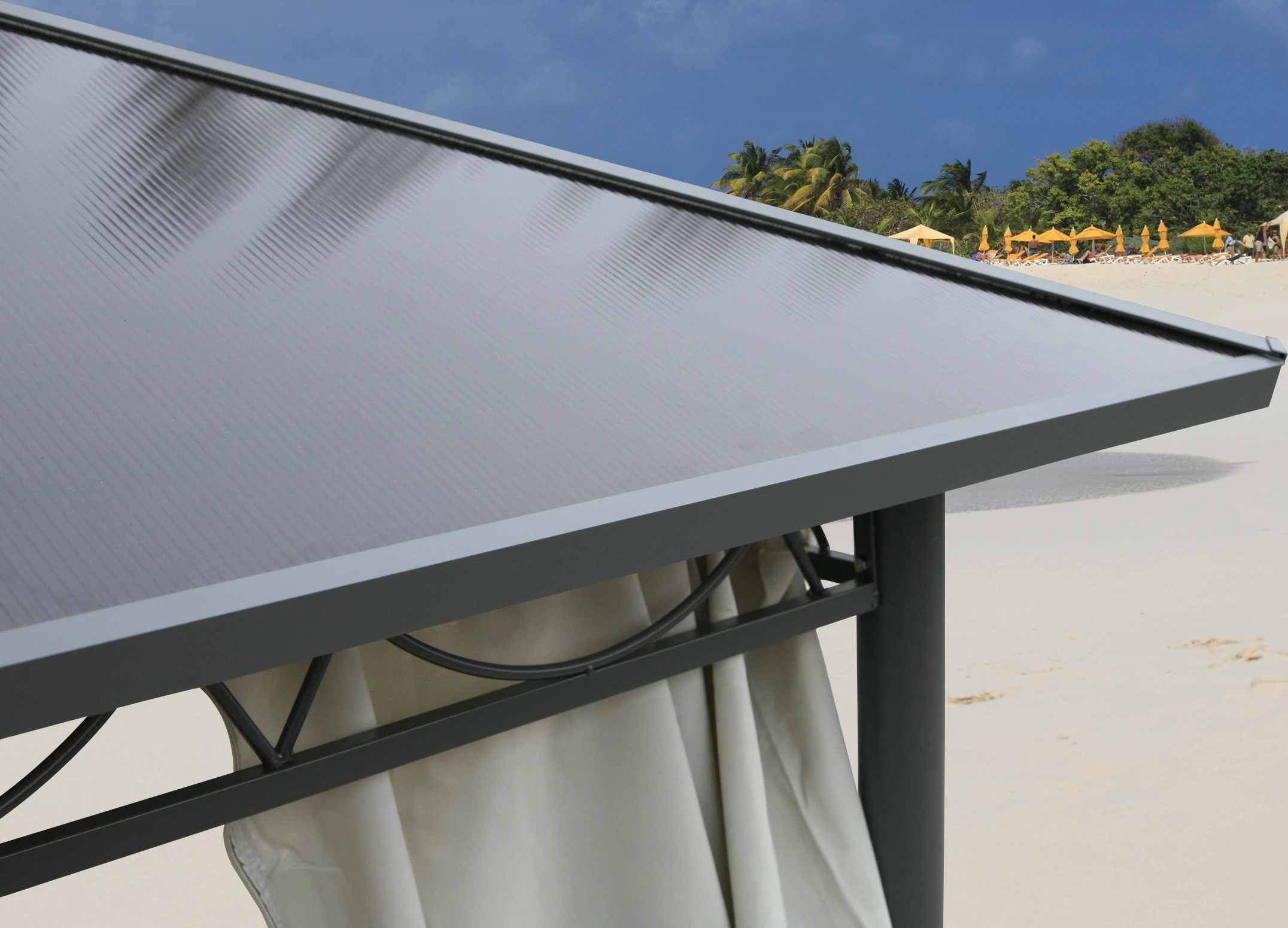 Grasekamp Ersatzdach Hardtop Pavillon Meran 3x3,6m Doppelstegplatten Polycarbonat Braun – Bild 3