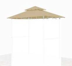 Grasekamp Ersatzdach Für BBQ Grill Pavillon 1,5x2,4m Sand Unterstand Doppeldach Gazebo
