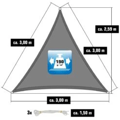 UPF50+ UV Sonnensegel 3x3x3 Polyester Dreieck Wasserabweisend Garten Segel Grau 8 UPF50+ UV Sonnensegel 3x3x3 Polyester Dreieck Wasserabweisend Garten Segel Grau -Al-ko-Shop 8600295800 11691 prod 003