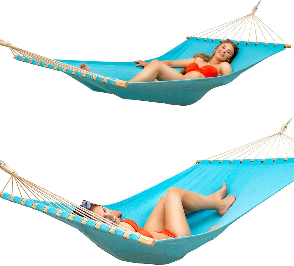 XXL Stabhängematte 200x120 Doppelhängematte 2 Personen Garten Hängematte Blau – Bild 6