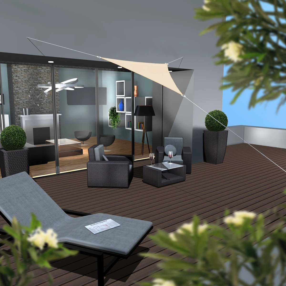 UV Sonnensegel 2x2x2 HDPE Dreieck Sonnenschutz Überdachung Balkon Garten Beige 2 UV Sonnensegel 2x2x2 HDPE Dreieck Sonnenschutz Überdachung Balkon Garten Beige – Bild 2