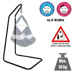 Alternative view of Hängestuhlgestell Für Babywiege 160cm Hängegestell Federwiege Baby-Hängematte Hängewiege Schwarz