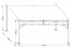 DEGAMO Anbaupavillon MANTOVA 3x2,5 Meter, Stahl Dunkel, Plane PVC-beschichtet écru