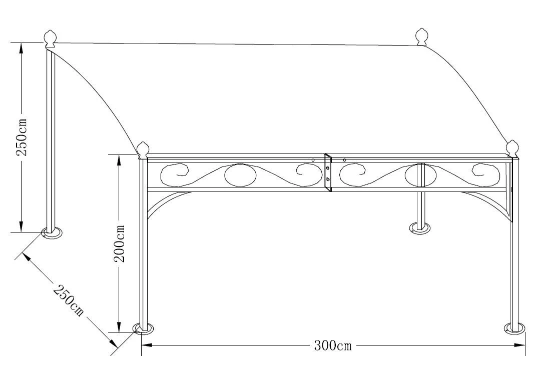 DEGAMO Anbaupavillon MANTOVA 3x2,5 Meter, Stahl Dunkel, Plane PVC-beschichtet écru – Bild 6