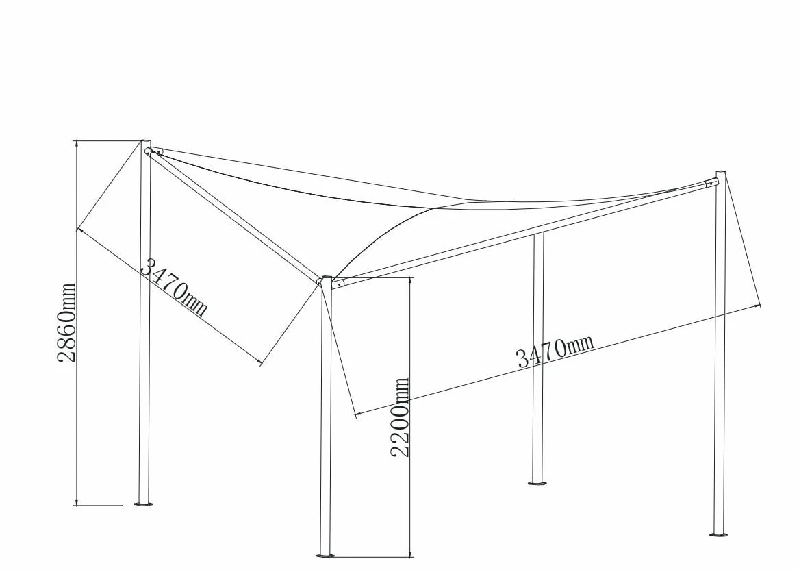 DEGAMO Sonnensegel Pavillon ORLANDO 3,5x3,5 Meter Mit Plane PVC-bechichtet Weiss – Bild 2