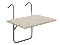 DEGAMO Balkonhängetisch 60x40cm, Metall + Polyrattan Grau
