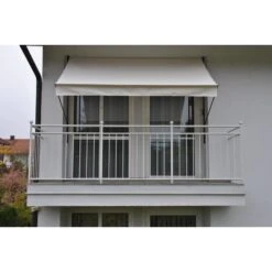 Angerer Klemmmarkise Balkonmarkise Balkon Markise Beige 250cm Breit Handkurbel