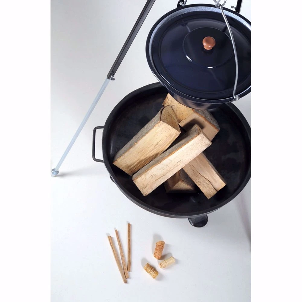 Acerto® Gulaschkessel 14L + Dreibein-Gestell (180cm) + Feuerschale (55cm) + Kaminholz Buche 3 Acerto® Gulaschkessel 14L + Dreibein-Gestell (180cm) + Feuerschale (55cm) + Kaminholz Buche – Bild 3