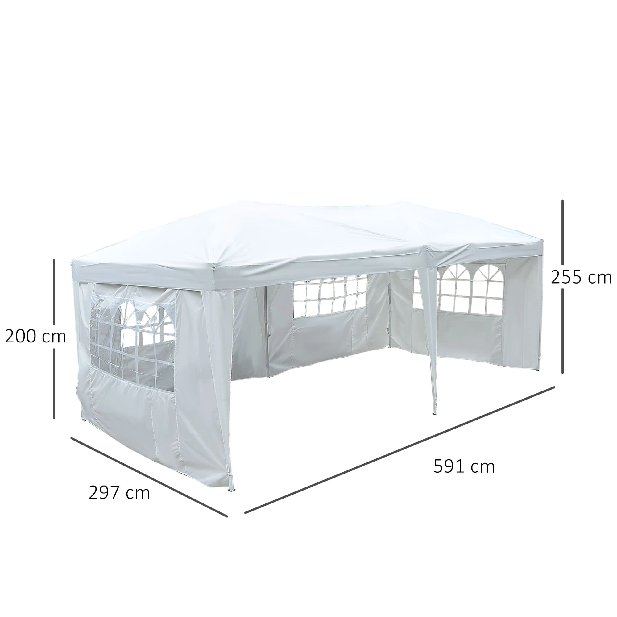Outsunny Gartenpavillon Inklusive 4 Seitenteile Weiß, Transparent Ca. 600 X 300 X 255 Cm (LxBxH) | Gartenzelt Partyzelt Bierzelt Faltzelt Pavillon 5 Outsunny Gartenpavillon Inklusive 4 Seitenteile Weiß, Transparent Ca. 600 X 300 X 255 Cm (LxBxH) | Gartenzelt Partyzelt Bierzelt Faltzelt Pavillon – Bild 5