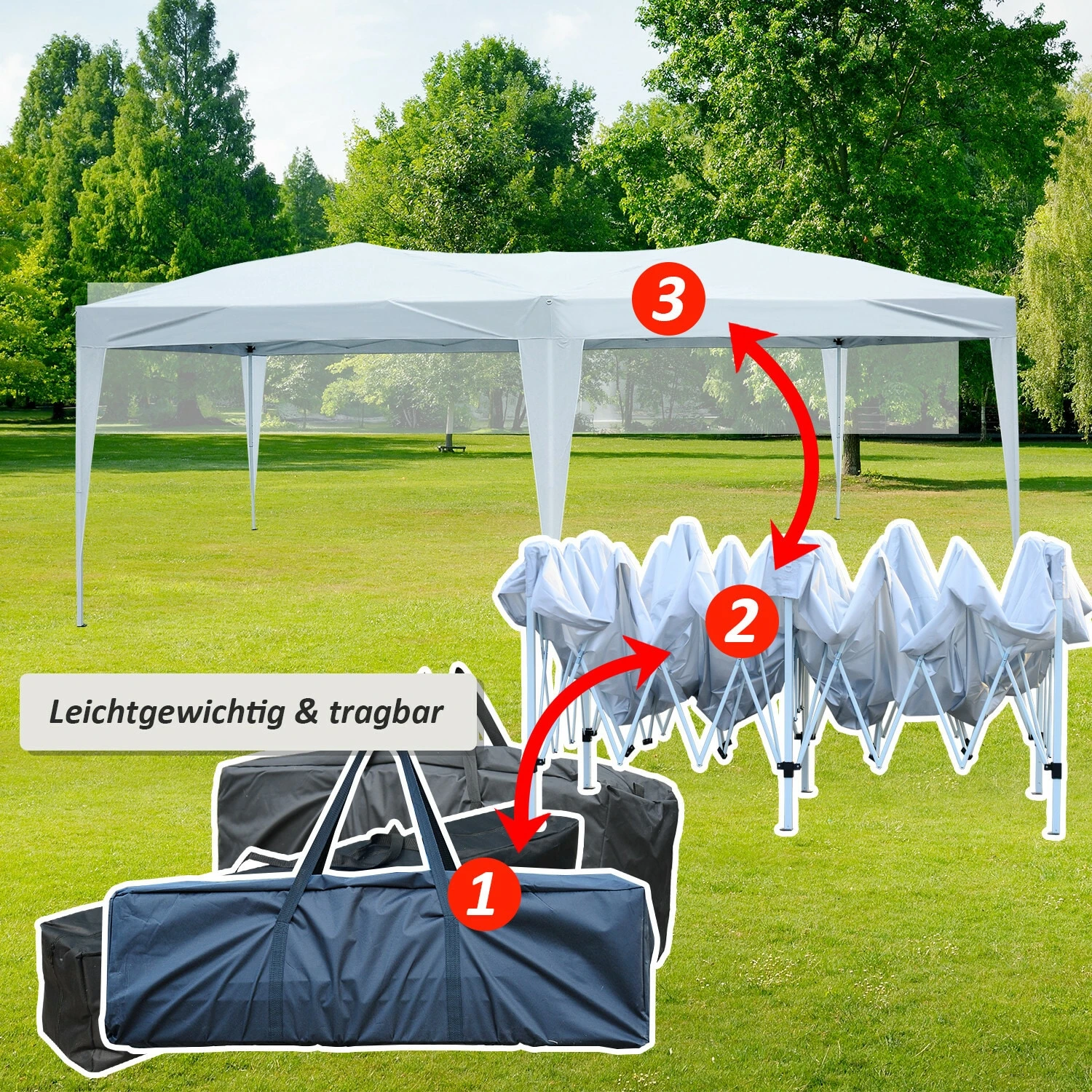 Outsunny Gartenpavillon Inklusive 4 Seitenteile Weiß, Transparent Ca. 600 X 300 X 255 Cm (LxBxH) | Gartenzelt Partyzelt Bierzelt Faltzelt Pavillon 6 Outsunny Gartenpavillon Inklusive 4 Seitenteile Weiß, Transparent Ca. 600 X 300 X 255 Cm (LxBxH) | Gartenzelt Partyzelt Bierzelt Faltzelt Pavillon – Bild 6